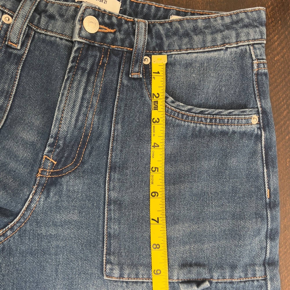 Forever 21 Womens Straight Leg Carpenter Jeans Blue Medium Wash Size 27 Utility - Picture 11 of 16